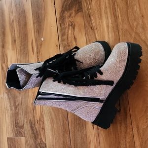 Dolls kill rhinestone combat boots size 9